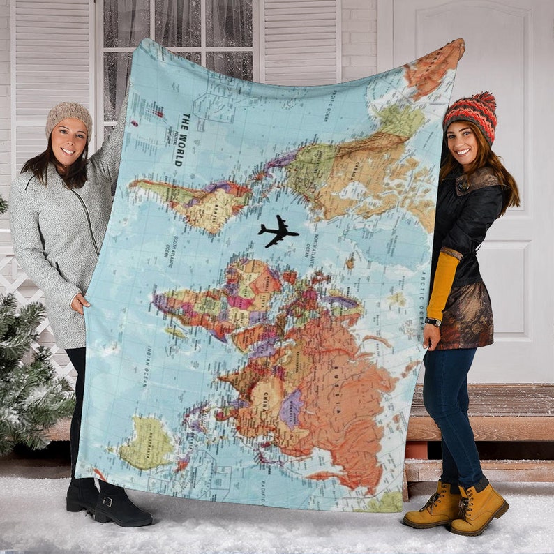 World Map Blanket Etsy