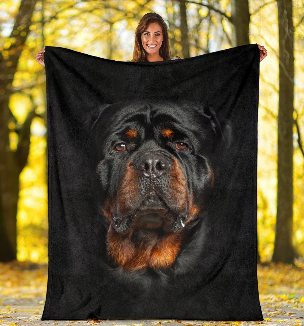 Rottweiler Face Hair Blanket / Rottweiler Blanket / Rottweiler Fleece