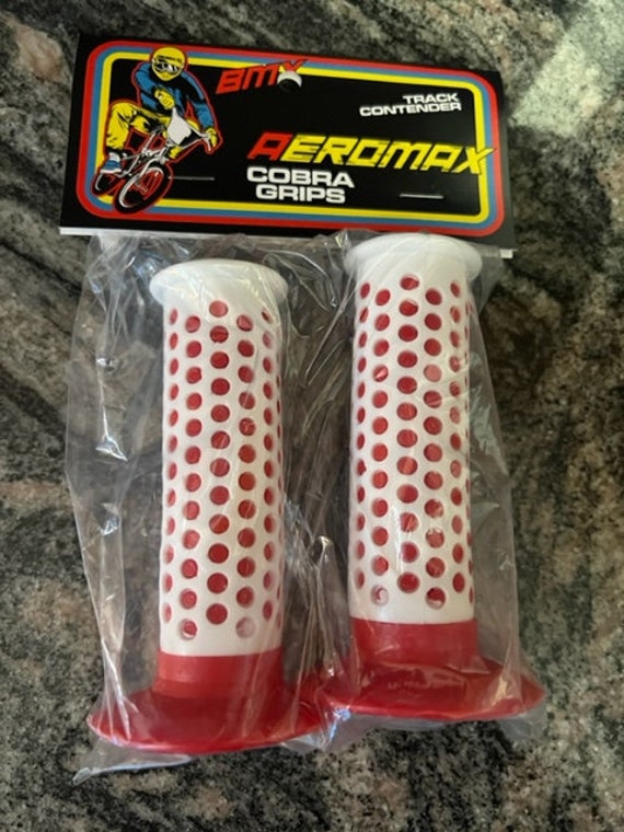 Old School BMX Aeromax F1 Style Grips Red White Fits GT Mongoose
