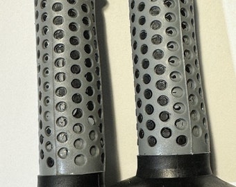 COSMETIC DEFECT Old School F-1 bmx Grips Black Grey w Diamond Back colors. Gray DB.  These grips are new one side holes not totally punched