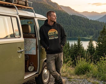 Sweat à capuche rétro Sunset Van Road Trip | Pull de voyage d'aventure