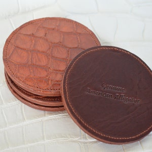 Genuine Wild Caught Alligator Leather Coasters sold individually or as a Set of 4