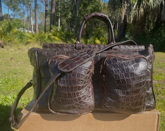 Genuine Alligator Leather “The Voyager” Duffel Bag