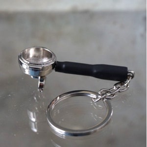 Double Spouted Portafilter Keychain - Miniature Replica of Iconic Espresso Tool for Coffee Enthusiasts and Baristas!