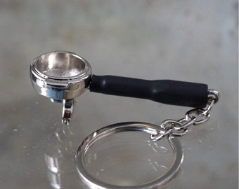 Double Spouted Portafilter Keychain - Miniature Replica of Iconic Espresso Tool for Coffee Enthusiasts and Baristas!