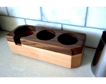 Wooden Espresso Tamp Station for 51mm, 53mm, and 58.5MM Portafilters, Perfect for Home or Cafe
