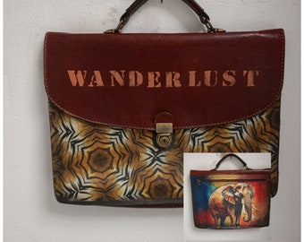 Vintage Leder Aktentasche Wanderlust Einzelstück