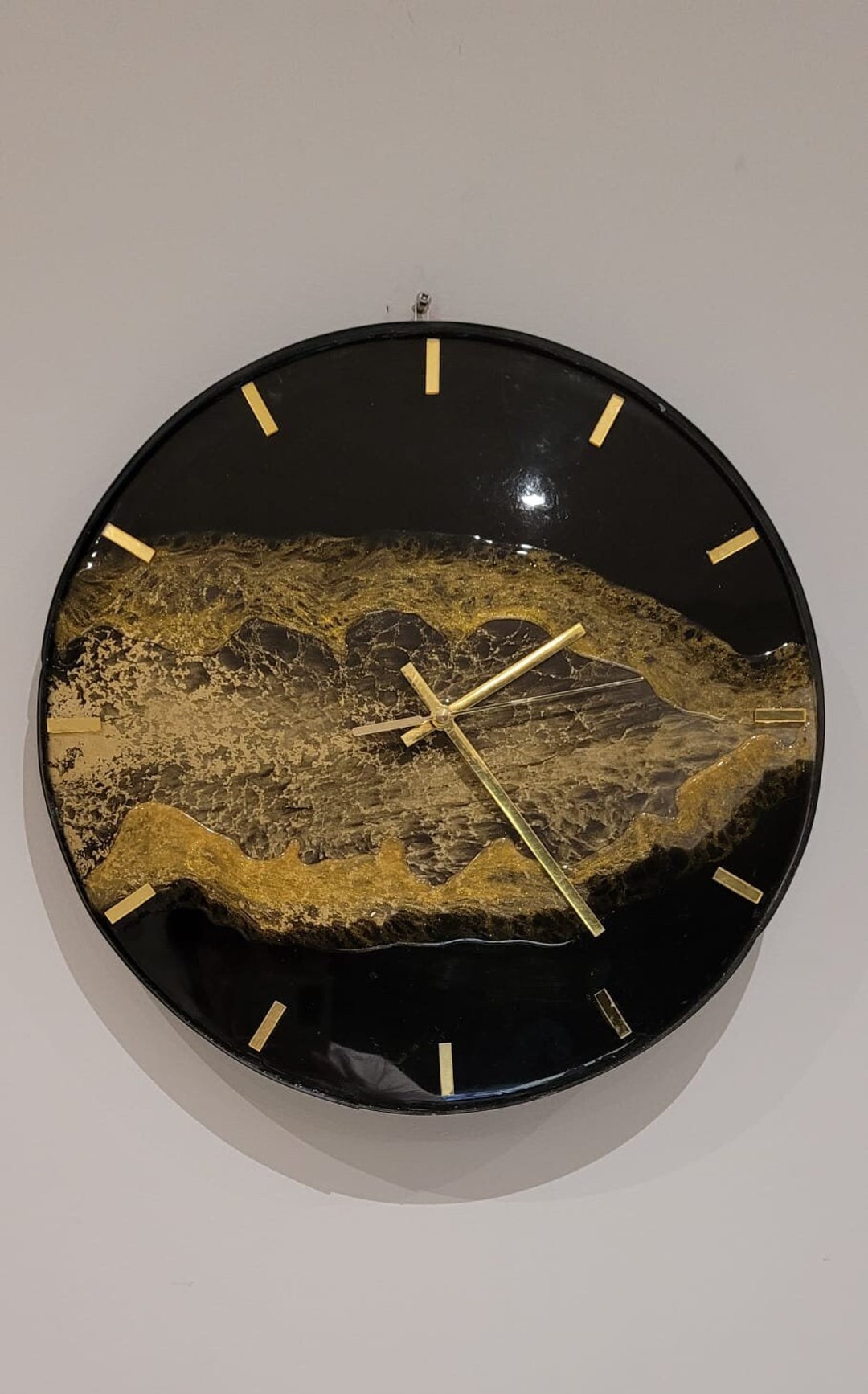 Black and Gold Resin Clock Contemporary Style Epoxy Wall - Etsy