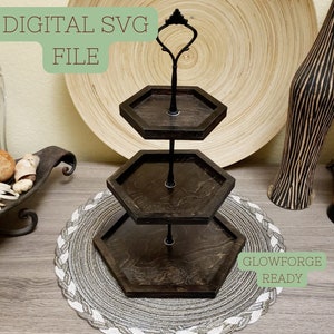 SVG File / Hexagon Tiered Tray Laser Cut File / DIGITAL DOWNLOAD / Tiered Tray Cut File / 3 Tiered Tray / Glowforge Tested/ Laser Ready File