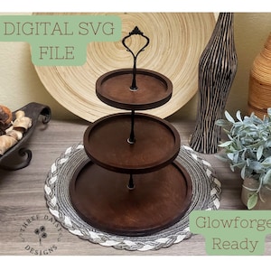 SVG File / Tiered Tray Laser Cut File / DIGITAL DOWNLOAD / Tier Tray Cut File / 3 Tiered Tray / Glowforge Tested/ Laser Ready File