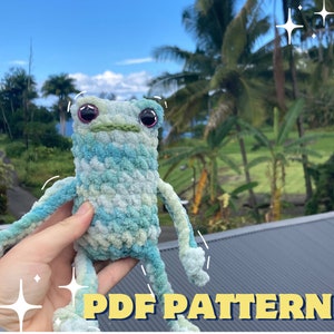 Crochet leggy frog pattern.