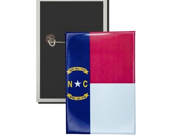 Vertical Button - State Flag North Carolina - USA