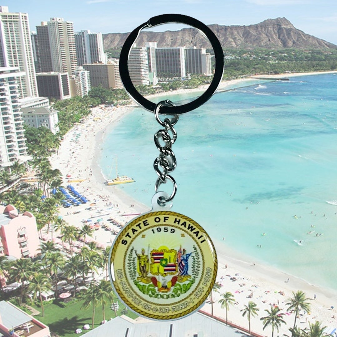 HAWAII State Seal Keychain Hawaii Keychain Hawaii Souvenir Etsy