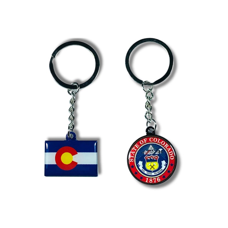 Colorado Keychain, State Flag Keychain, State Seal Keychain, Adorable