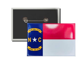 Horizontal Button - State Flag North Carolina - USA