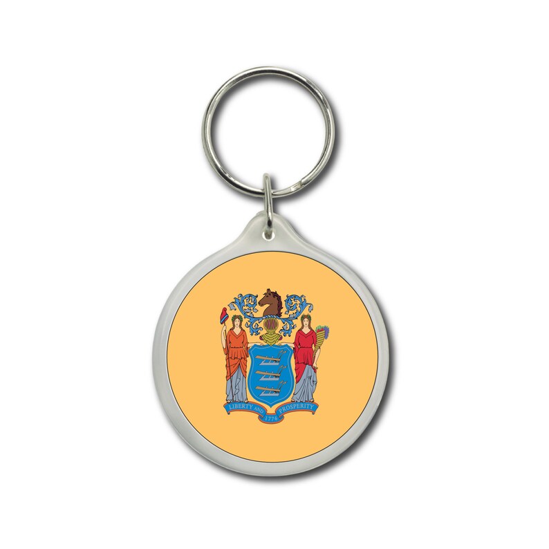 New Jersey Keychain, State Flag, New Jersey Flag, Flag Emblem Keychain
