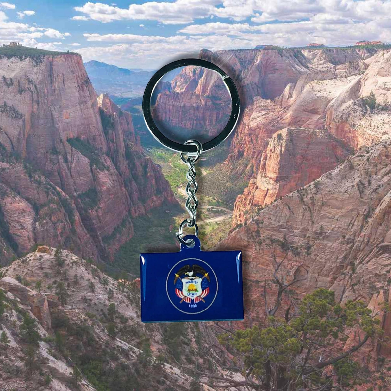 UTAH State Flag Keychain Utah Keychain Utah Souvenir Etsy