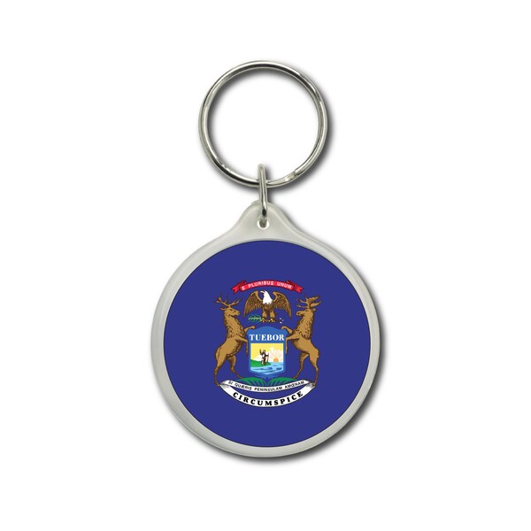 Michigan Keychain, State Flag, Michigan Flag, Flag emblem Keychain, Michigan Souvenir, Collectible Keychains, USA Patriot Gifts, USA Flag