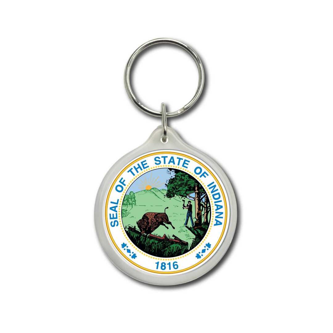 Indiana Keychain, State Seal, Indiana Seal, Seal Emblem Keychain