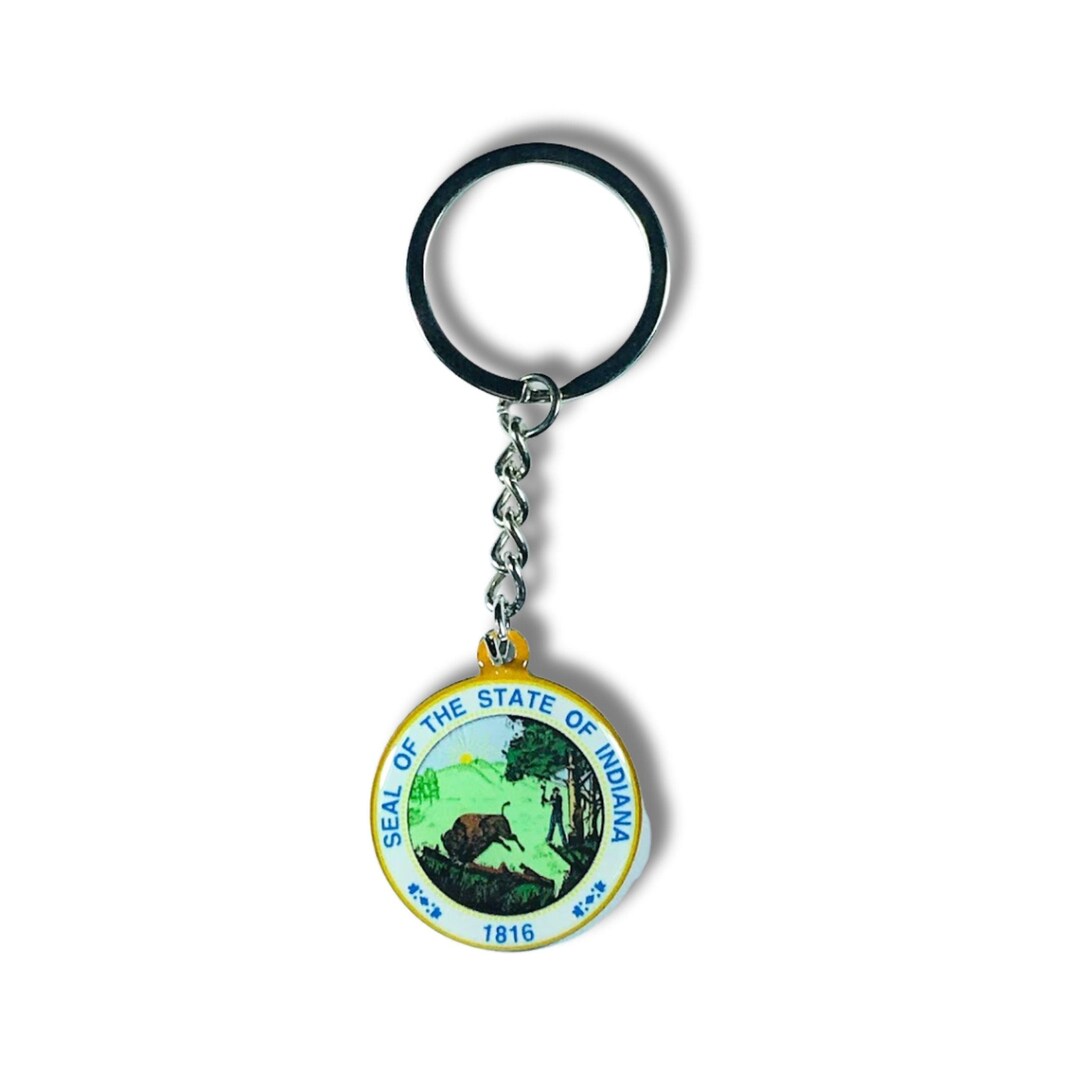 Metal Keychain - State Seal Indiana - USA - Etsy