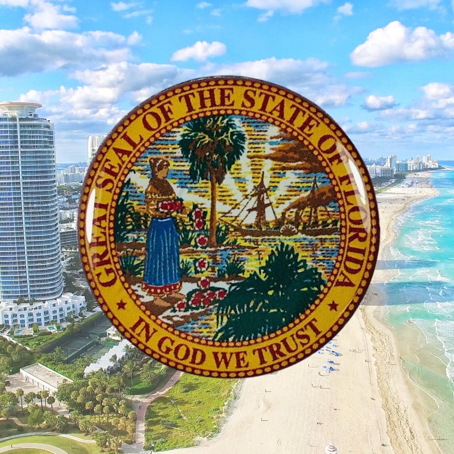 Florida Seal, State Seal, Florida Enamel Pin, Seal Emblem Pin, Florida
