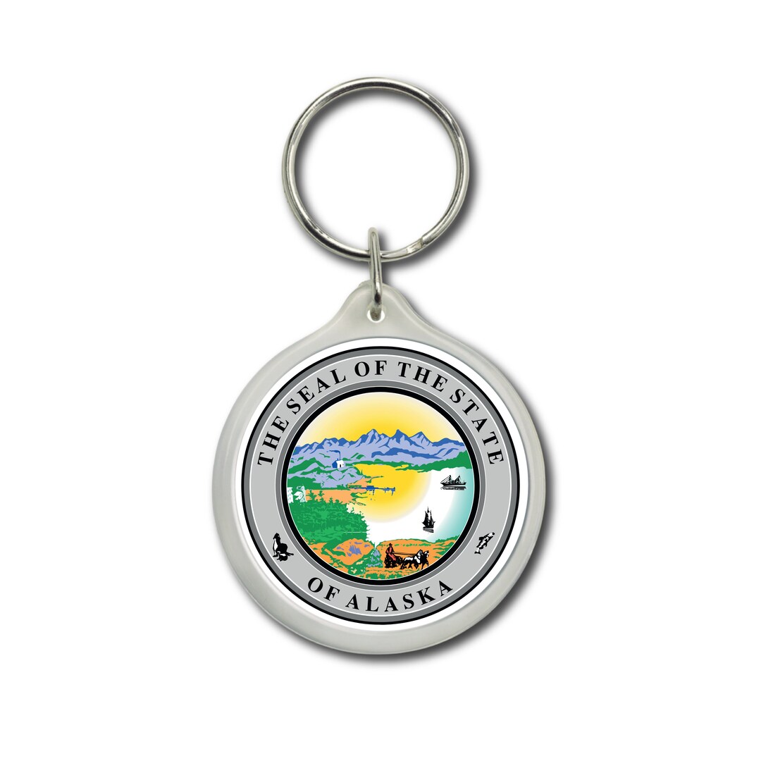Alaska Keychain, State Seal, Alaska Seal, Seal Emblem Keychain, Alaska