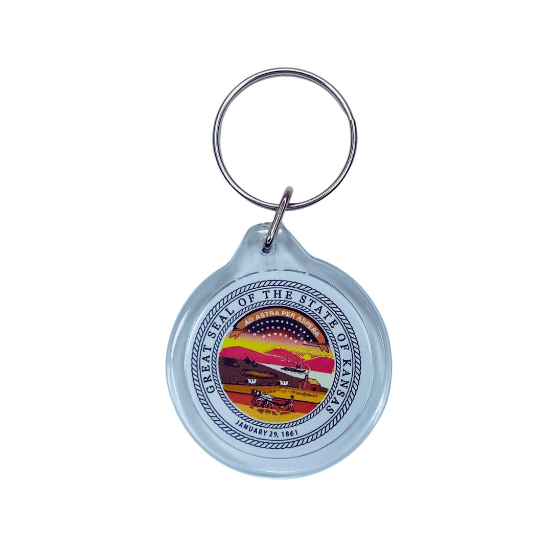 Keychains Kansas Round Acrylic Keychain - State Seal Kansas - USA - Etsy