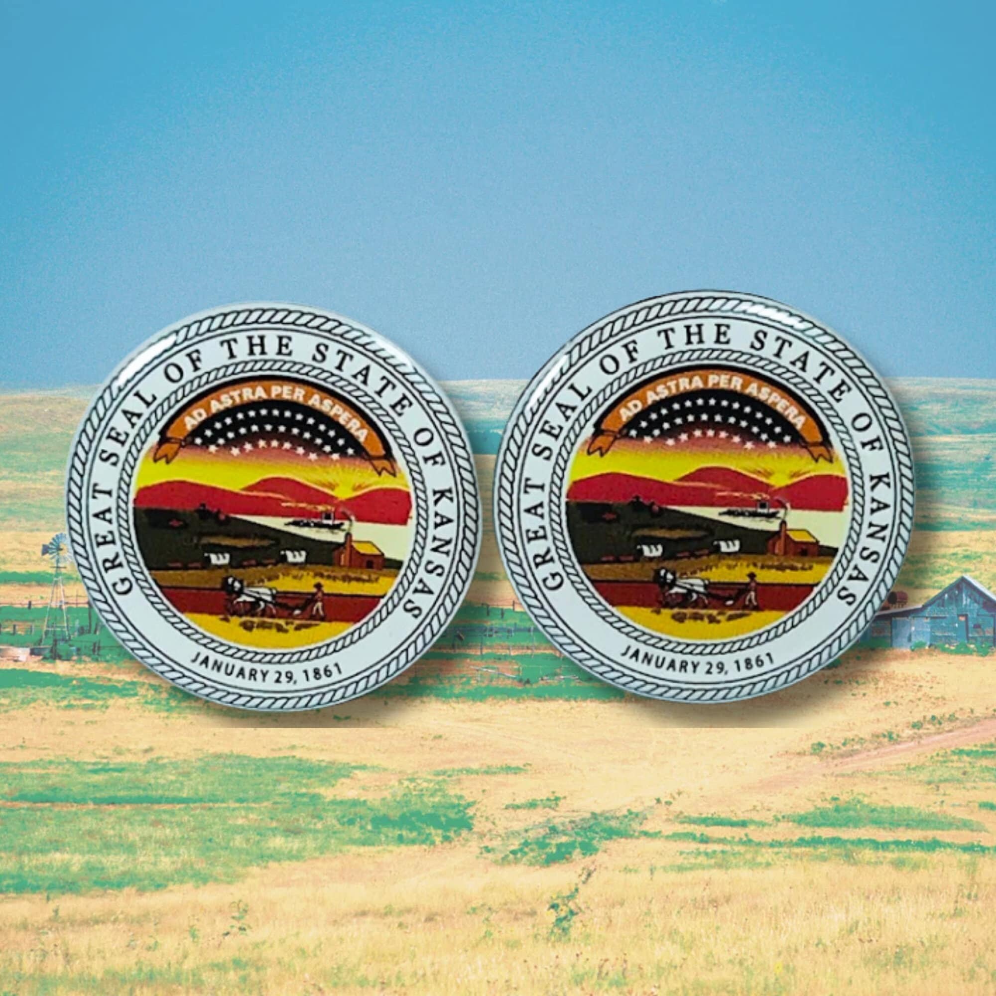 Kansas State Seal Cufflinks USA Collectible Cufflinks Etsy