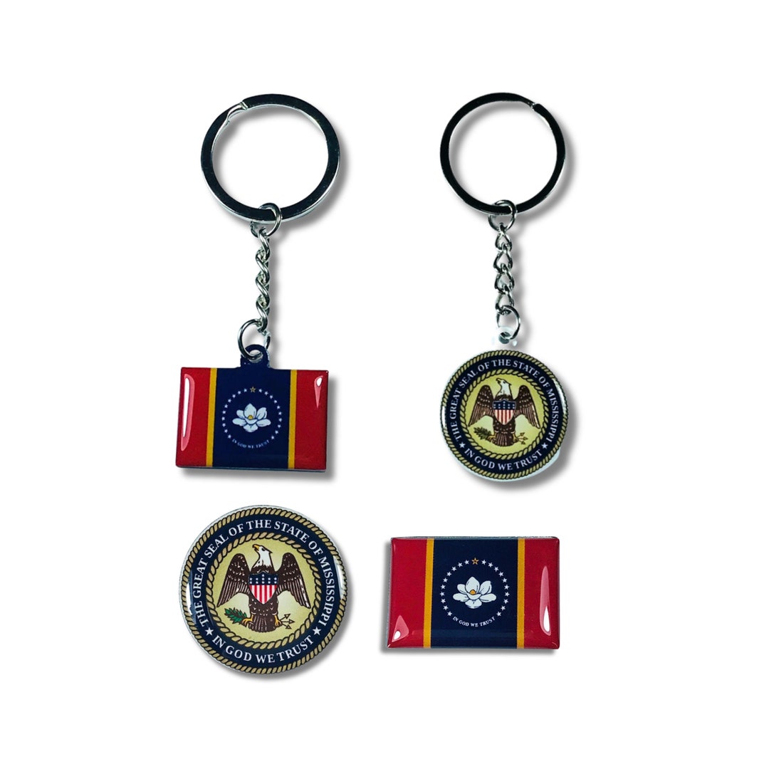 Mississippi Flag, Enamel Pin, Seal Keychain, Collections State Seals