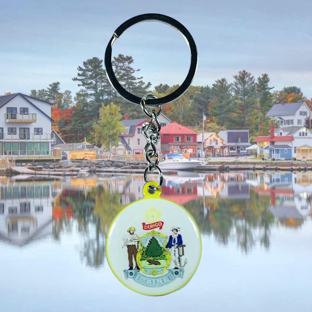 MAINE State Seal Keychain Maine Keychain Maine Souvenir Etsy