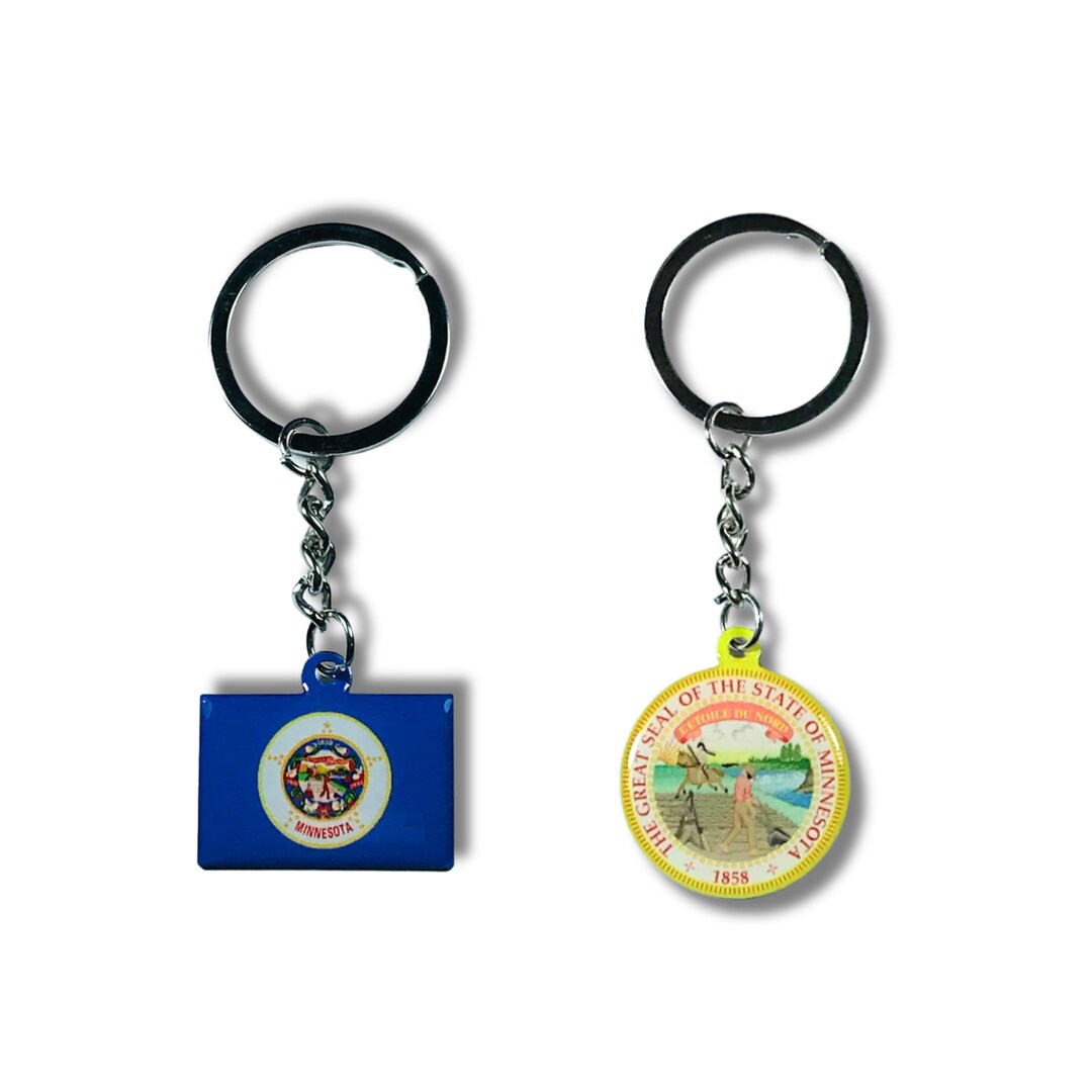 Minnesota Keychain, State Flag Keychain, State Seal Keychain, Adorable