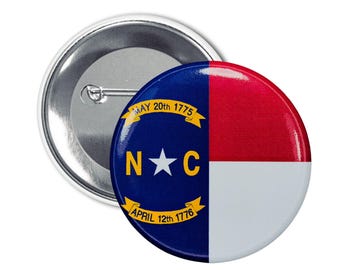 Round Button - State Flag North Carolina - USA
