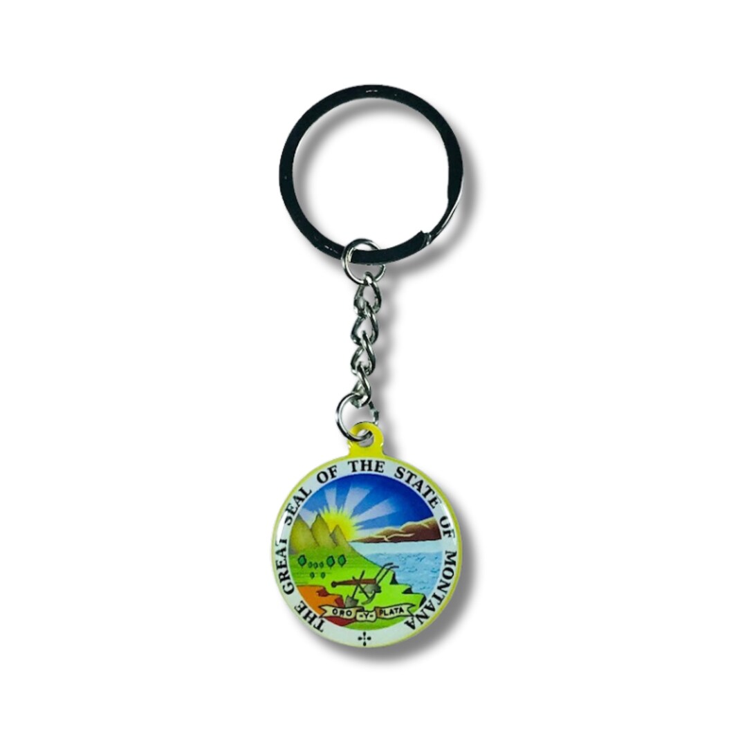 Montana Keychain, State Seal Keychain, Worldwide Souvenirs, Patriotic