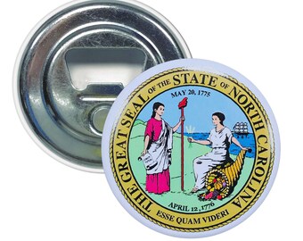 Bottle Opener - Magnet - State Seal North Carolina - USA