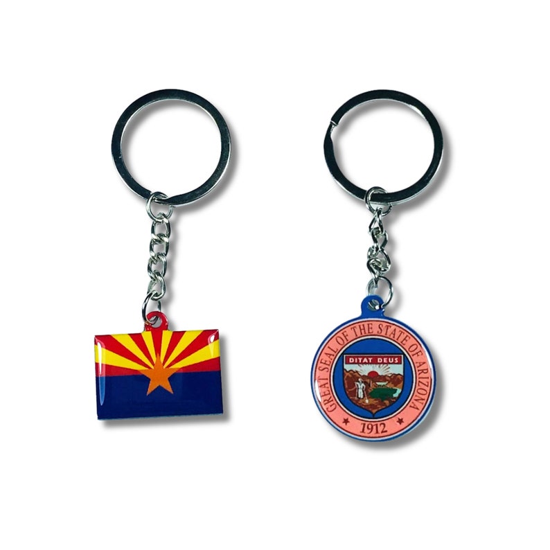 Arizona Keychain, State Flag Keychain, State Seal Keychain, Adorable