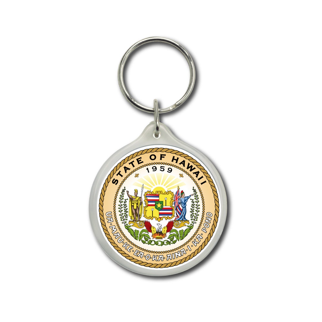 Hawaii Keychain, State Seal, Hawaii Seal, Seal Emblem Keychain, Hawaii