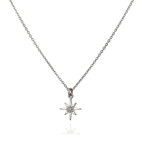 Sterling Silver Star Necklace for Women, Length 15-17 Inches