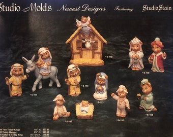 Provincial / Studio molds teddy bear nativity ceramic painting tech sheet