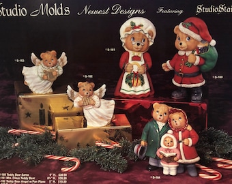 Studio Molds/ Provincial Teddybear Christmas Ceramic painting tech sheet
