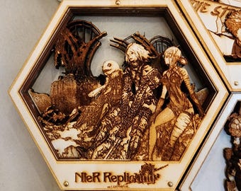 Replicanten | Nier Replicant | 3D houten kunstwerk PlaqueArts | Onvergetelijke cadeaus