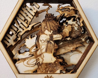 Elsword ANTERIORMENTE HECHO Comisión / 3D Wooden Artwork PlaqueArts / Regalo inolvidable para los jugadores