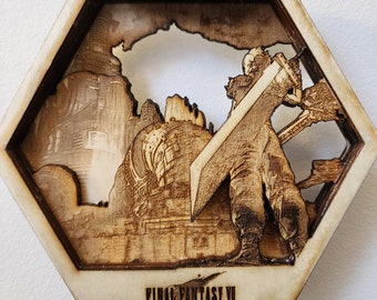 Final Fantasy 7 | 3D Wooden Artwork PlaqueArts | Unforgettable gift for gamers