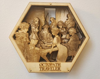 Octopath Traveller | 3D Wooden Artwork PlaqueArts | Unforgettable gift for gamers