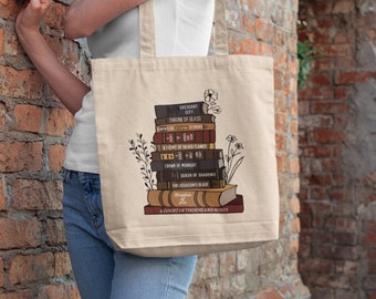 Jumbo Book Series Canvas Tote, Bookish gift for SJM fan, Reading Books bag, Book Lover, Bookworm Librarian Gift, Reading teacher gift