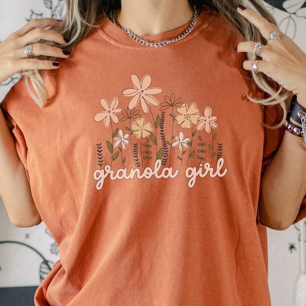 Wildflower Granola Girl Aesthetic Wild and Free Comfort Colors Shirt, Wildflower Granola Girl Clothing, Nature Lover Boho Indie Camp