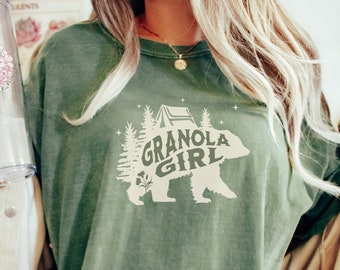 Granola Girl Aesthetic Wild and Free Comfort Colors Shirt, Comfort Colors Granola Girl Clothing, Nature Lover Boho Indie Camping Shirt