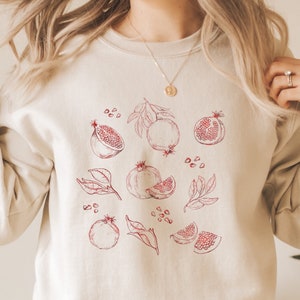 Farmers Market Pomegranate Shirt, Vintage Fruit Shirt, Botanical Shirt, Cottagecore Shirt, Fruit Print Shirt, Vegan Shirt, Pomegranate Gift