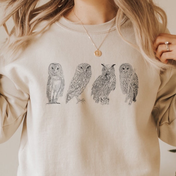 Dark academia Vintage Owl Sweatshirt, farmcore sweatshirt, Cottagecore Sweatshirt, owl shirt, Vintage Botanical Shirt