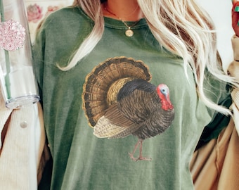 Vintage Turkey Comfort Colors Shirt, Cottagecore Thanksgiving Shirt, Autumn Shirt, Fall Comfort Colors, Turkey Shirt, Retro Thanksgiving Tee