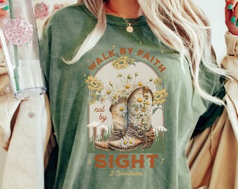 Boho Christian Comfort Colors crewneck Shirt, Bible verse worship shirt, christian Jesus is king gifts, Faith over fear based worship shirt